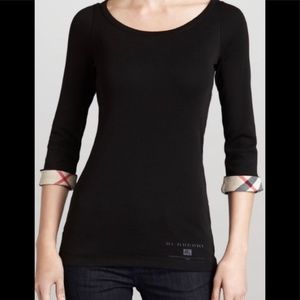 BurberryNova Check Roll Cuff 3/4 Sleeve